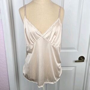 Dixie Belle Vintage Beige Camisole Top Size 42 Made In USA Lingerie Lace Trimmed